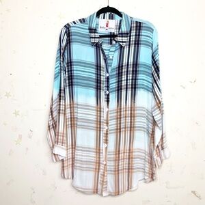 BOHO Jane plaid oversize button-down shirt